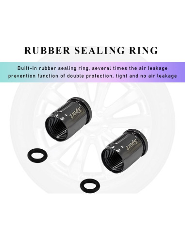 4 Tapones de Válvula de Neumático Gasedin con Bloqueo Negro