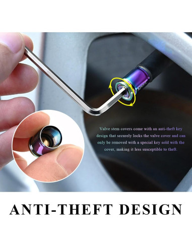 4 Tapones de Válvula de Neumático Gasedin con Bloqueo Negro