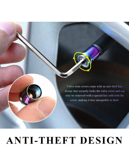 4 Tapones de Válvula de Neumático Gasedin con Bloqueo Negro