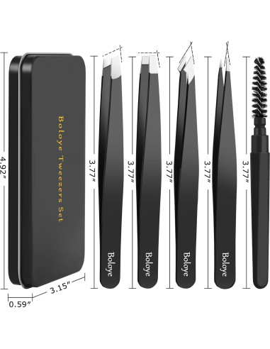 Juego de Pinzas 5 en 1 Boloye con Estuche de Metal - Acero Inoxidable