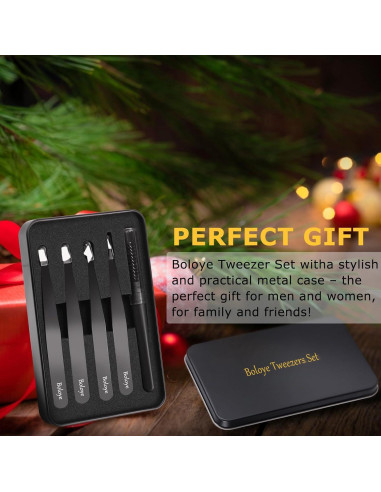 Juego de Pinzas 5 en 1 Boloye con Estuche de Metal - Acero Inoxidable