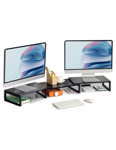 Soporte para Doble Monitor TEAMIX Ajustable 3 Estantes 240 kg