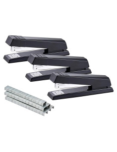Grapadora de escritorio Bostitch premium sin atascos, negra, 3 unidades