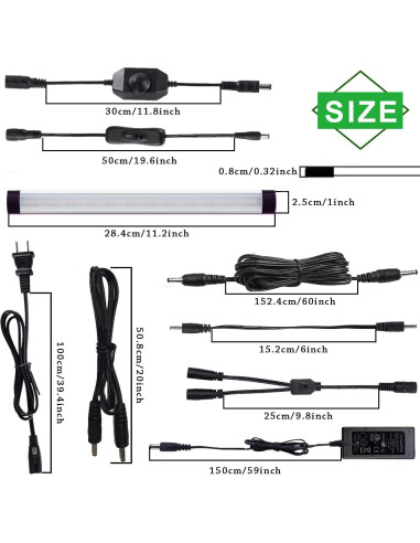 Kit de Iluminación LED Bajo Gabinete AIBOO 24W 8 Barras 2700K