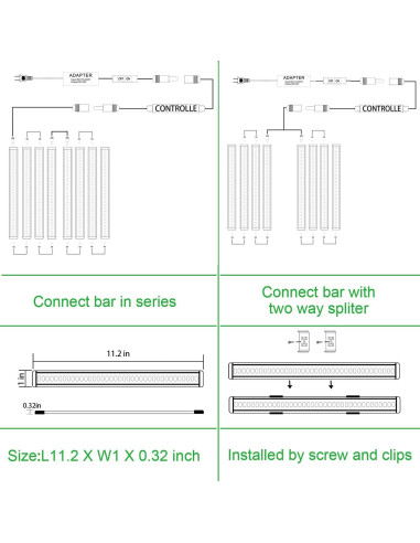 Kit de Iluminación LED Bajo Gabinete AIBOO 24W 8 Barras 2700K