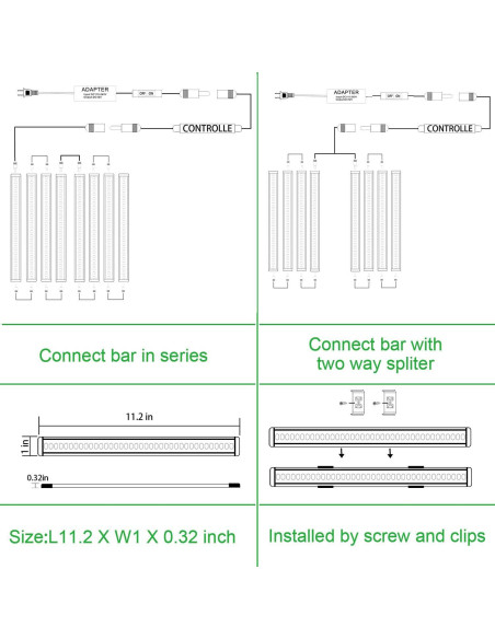 Kit de Iluminación LED Bajo Gabinete AIBOO 24W 8 Barras 2700K
