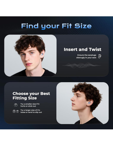 Tapones para Oídos Yawsoy C12 Alta Fidelidad Azul - 2 Pares