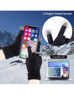Conjunto Orejeras de Lana Tejidas y Guantes Táctiles Invierno 2