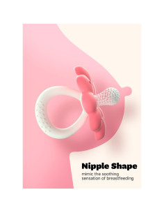 2 Mordedores de Dentición Silicona Grado Alimenticio Rosa Caramelo 2