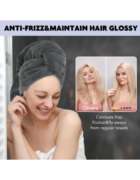 Toallas de Microfibra para Cabello SUNLAND 120x61 cm 2Pack