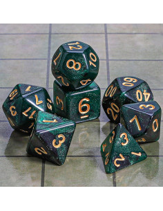 Conjunto de Dados Poliedricos CiaraQ 7 Piezas con Bolsa 2