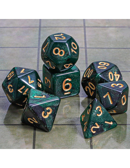 Conjunto de Dados Poliedricos CiaraQ 7 Piezas con Bolsa