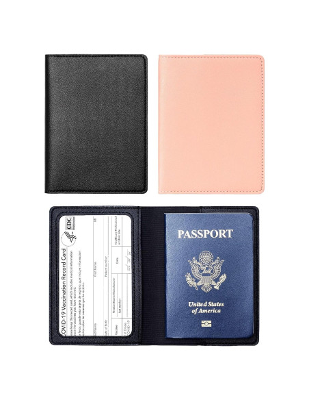 2 Fundas de Pasaporte y Tarjeta de Vacuna Arouselove PU