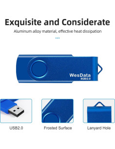 Unidad Flash USB 2.0 8GB WesData con Adaptador USB C Azul 2