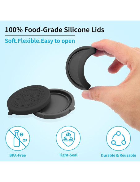 Tapas de Silicona para Tarros de Yogur Oui 5 Oz - Volcanoes Club - 12 Piezas Negras Tapas de Silicona para Tarros de Yogur Oui 5 Oz - Volcanoes Club - 12 Piezas Negras