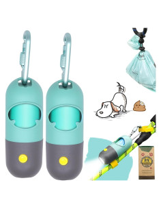 Dispensador de bolsas de caca de perro YUCHIYA con linterna LED