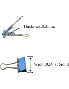Clips de Encuadernación HAHIYO Acero Resorte 100 Piezas 15 mm 2