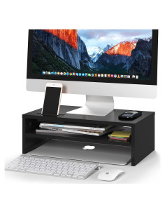 Soporte de Monitor Ergonómico BONTEC 16.5" Negro con Almacenamiento