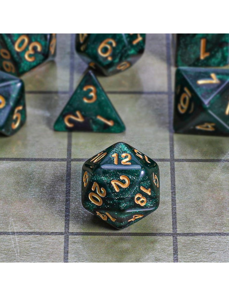 Conjunto de Dados Poliedricos CiaraQ 7 Piezas con Bolsa