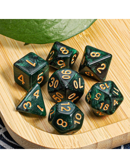 Conjunto de Dados Poliedricos CiaraQ 7 Piezas con Bolsa