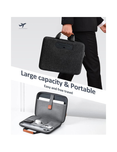 Funda Dura para Laptop 13-14" Nauttxon Impermeable Negra