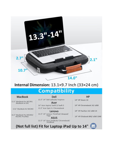 Funda Dura para Laptop 13-14" Nauttxon Impermeable Negra