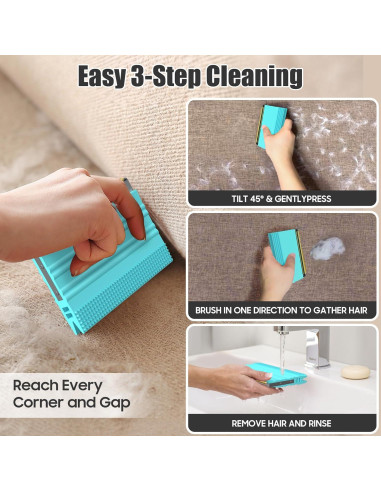 Quitapelos para Mascotas SAMFAT 2-en-1 Azul - Raspador y Cepillo