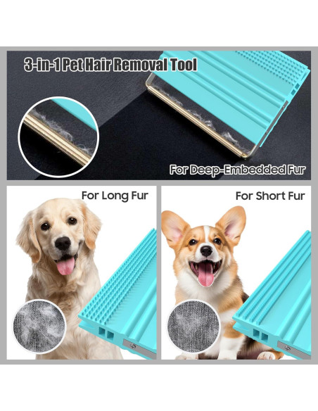 Quitapelos para Mascotas SAMFAT 2-en-1 Azul - Raspador y Cepillo Quitapelos para Mascotas SAMFAT 2-en-1 Azul - Raspador y Cepillo