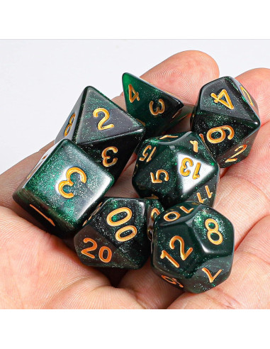 Conjunto de Dados Poliedricos CiaraQ 7 Piezas con Bolsa