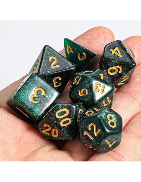 Conjunto de Dados Poliedricos CiaraQ 7 Piezas con Bolsa