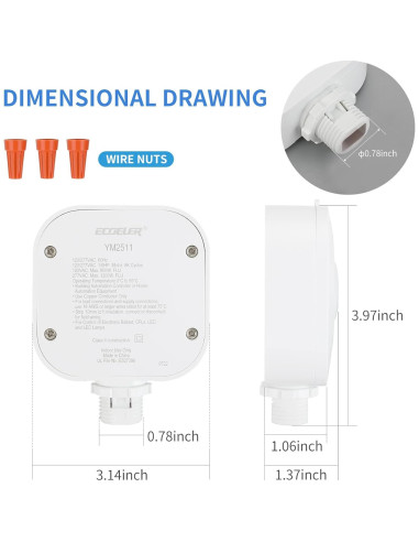 Interruptor de Sensor de Movimiento ECOELER YM2511 360