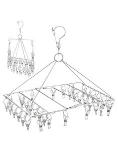 Perchero Plegable WudTus de Acero Inoxidable con 36 Clips