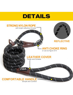 Correa Deslizante Fida para Perros Grandes 1,27cm x 1,83m 2