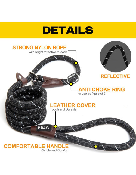 Correa Deslizante Fida para Perros Grandes 1,27cm x 1,83m