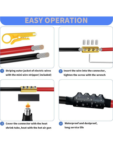 Kit de Conectores de Cable 6 AWG Onfunlee 10 Pcs 80A