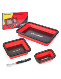 TOOLEAGUE Juego de 3 Bandejas Magnéticas Plegables de Silicona