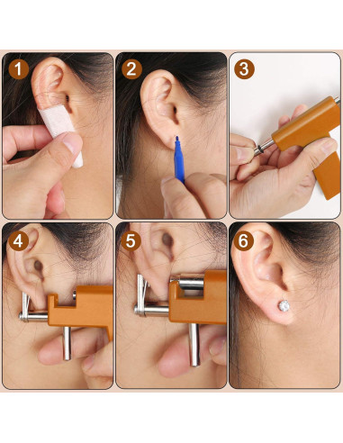 Kit de Perforación de Orejas y Nariz Hicarer con Aretes
