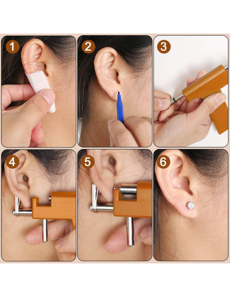 Kit de Perforación de Orejas y Nariz Hicarer con Aretes