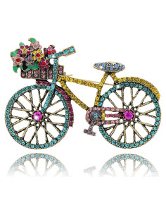 Broche de Cristal Azul Retro Elegante para Mujeres - Joyería de Moda