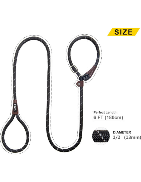 Correa Deslizante Fida para Perros Grandes 1,27cm x 1,83m