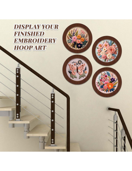 Juego de 6 Marcos de Aro de Bordado Wenqik 21 cm Madera