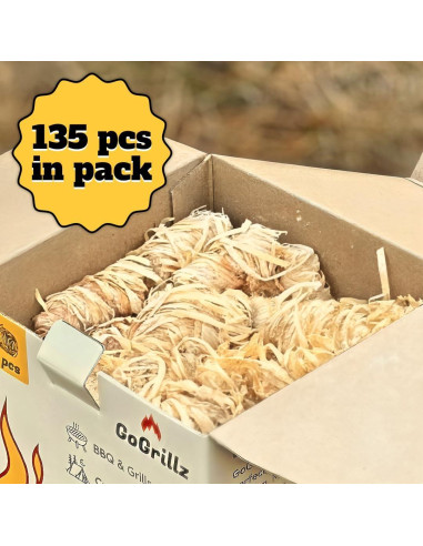 25 Encendedores de Fuego Ecológicos GoGrillz - Lana de Pino y Cera Natural