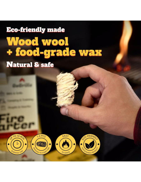 25 Encendedores de Fuego Ecológicos GoGrillz - Lana de Pino y Cera Natural