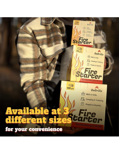 25 Encendedores de Fuego Ecológicos GoGrillz - Lana de Pino y Cera Natural