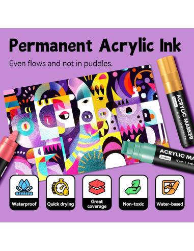 12 Marcadores Jumbo Metálicos SRUOLOC 15mm para Pintura