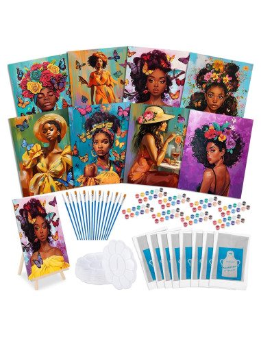 Kit de Pintura Tenceur 72 Piezas Lienzos Pre Dibujados 20x25cm