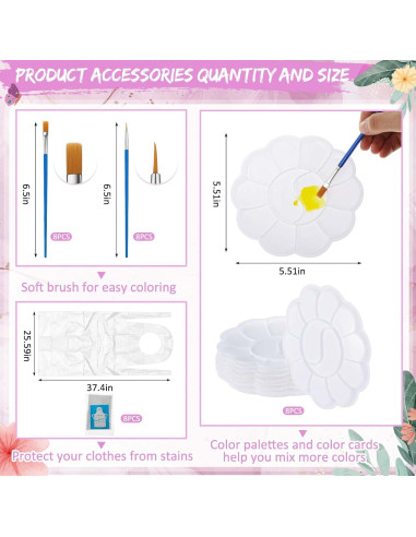 Kit de Pintura Tenceur 72 Piezas Lienzos Pre Dibujados 20x25cm