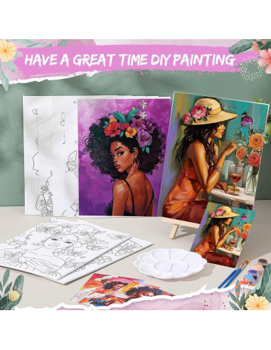 Kit de Pintura Tenceur 72 Piezas Lienzos Pre Dibujados 20x25cm