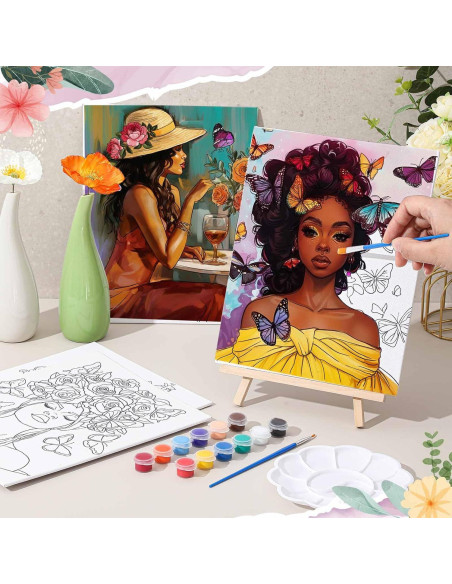 Kit de Pintura Tenceur 72 Piezas Lienzos Pre Dibujados 20x25cm