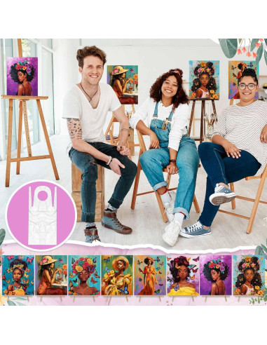 Kit de Pintura Tenceur 72 Piezas Lienzos Pre Dibujados 20x25cm